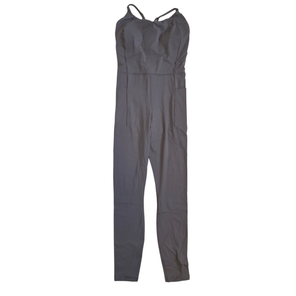 Calia Charcoal Gray Crisscross Back Halter Top Athletic Jumpsuit